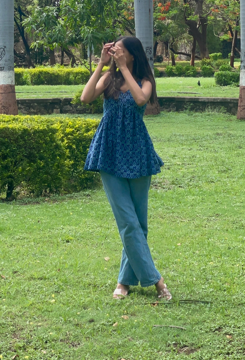 "MEHER" -sleeveless peplum short kurti
