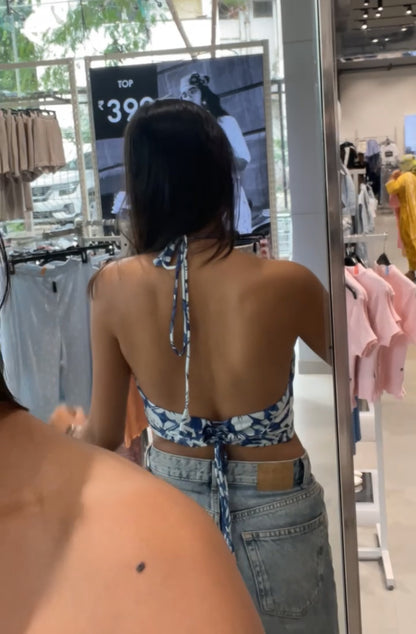 "BELLA" - halter neck backless short top