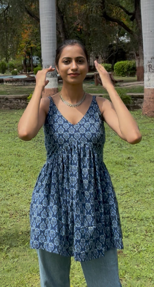 "MEHER" -sleeveless peplum short kurti