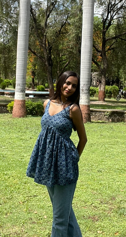 "MEHER" -sleeveless peplum short kurti