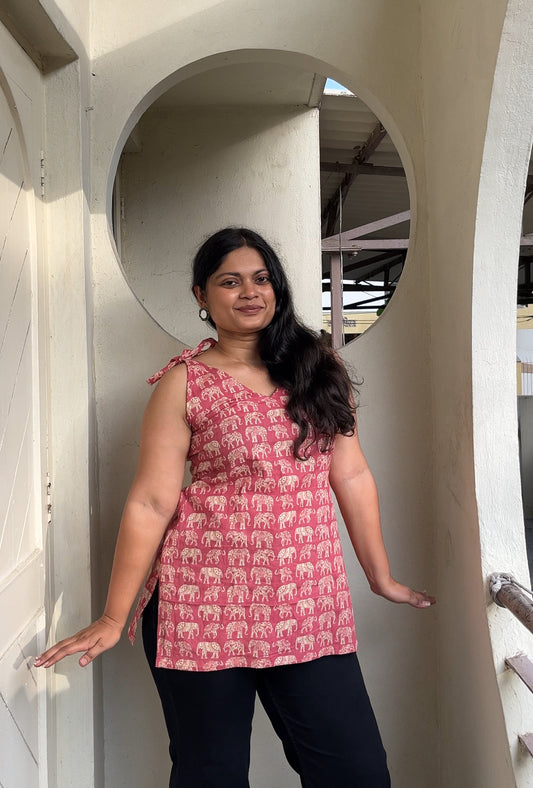"KALI" -tie up sleeves short kurti