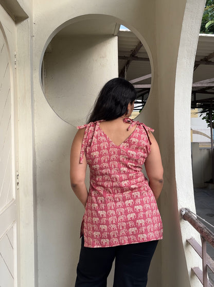 "KALI" -tie up sleeves short kurti